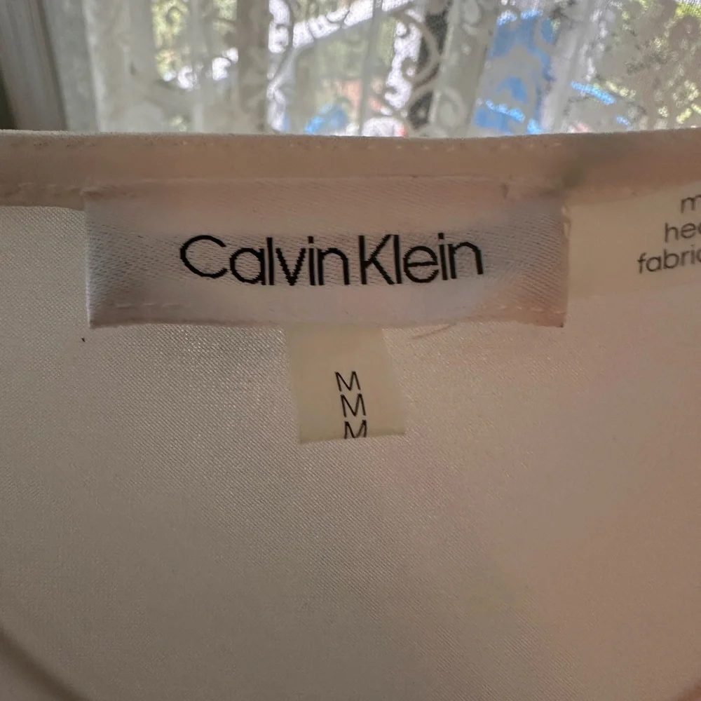 Calvin Klein White Ruched 3/4 Sleeve Blouse - Picture 3 of 3
